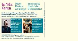 Rückseite der Einladungskarte zur Ausstellung "In Neles Garten"
